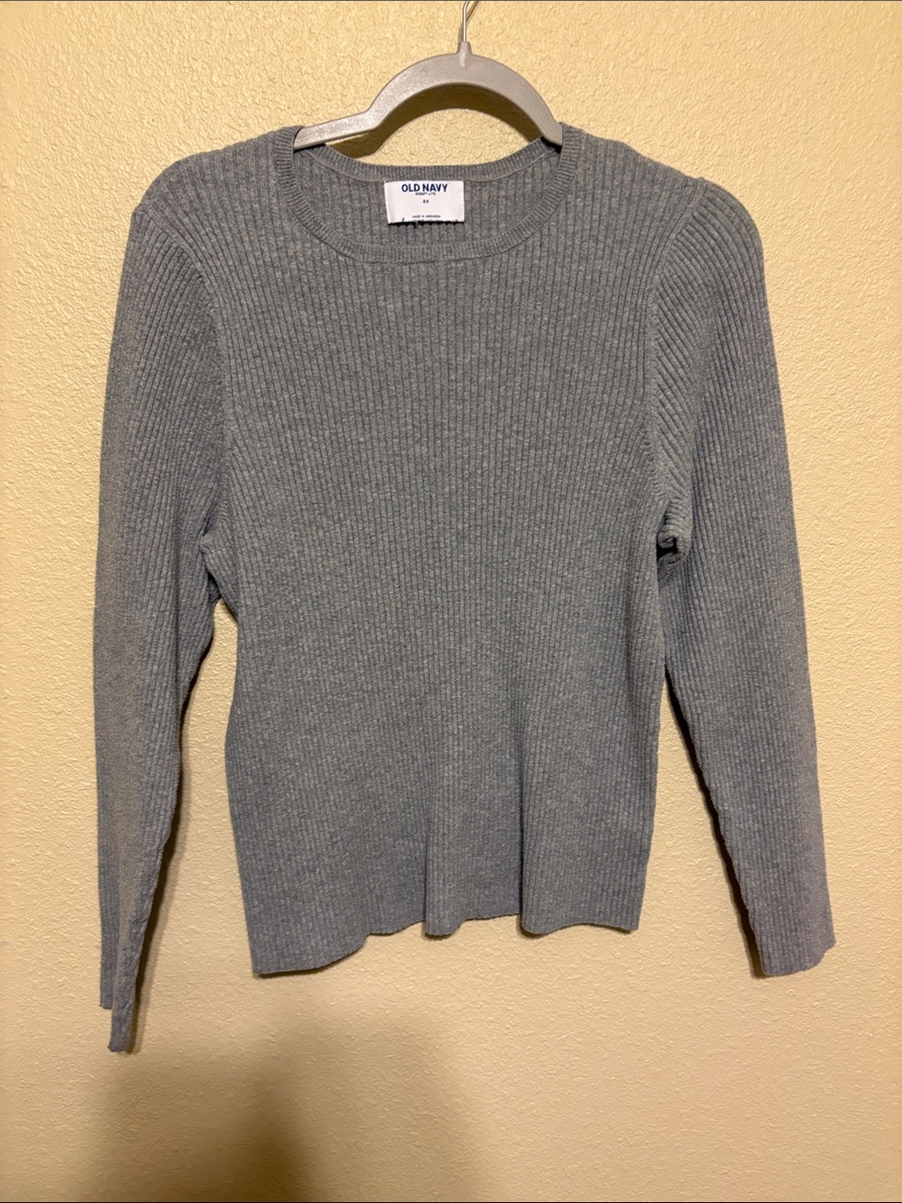 Old Navy Gray Ribbed Crewneck Sweater